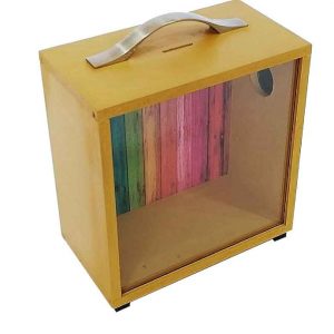 Alcancía pequeña arco iris vidrio frontal Ref. MN010APV