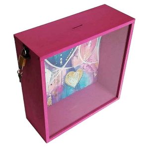 Alcancía grande corazones vidrio frontal  Ref. MN016AGV