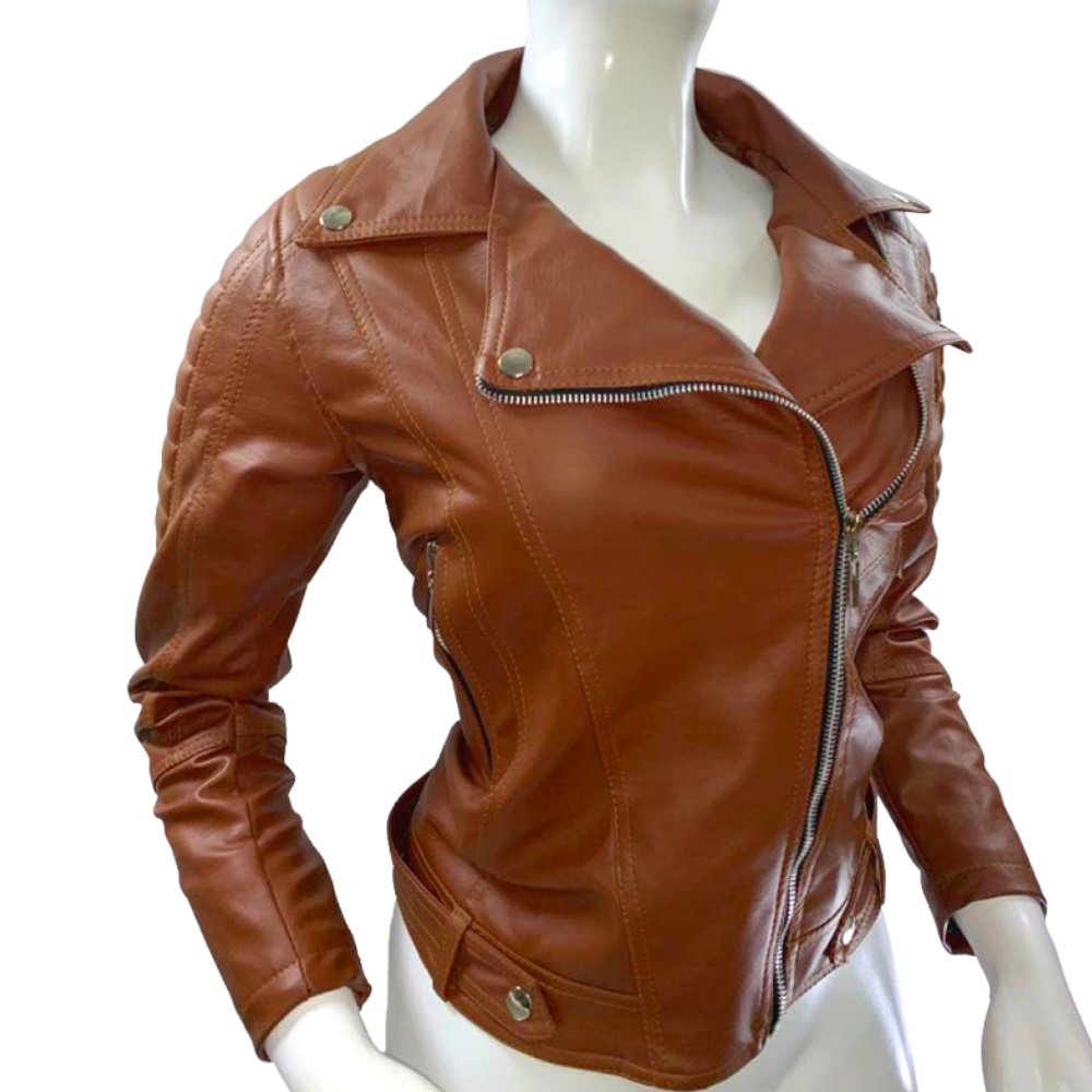 Chaqueta de cuero vinotinto mujer deals